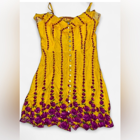 Floral Yellow and Purple Dress - Picture 1 of 2